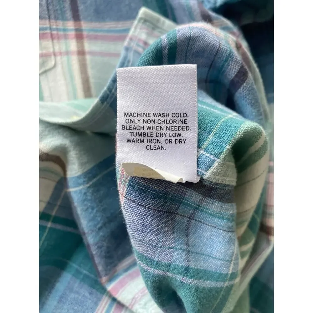 Banana Republic Shirt Mens XL Green Blue Plaid Linen Long Sleeve Office Preppy